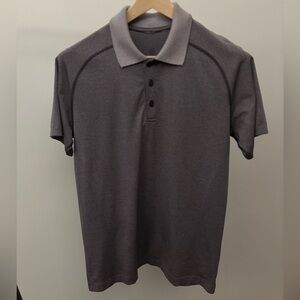 Lululemon Polo Shirt Short Sleeve Metal Tech Stretch Active Purple/Gray Stripe M